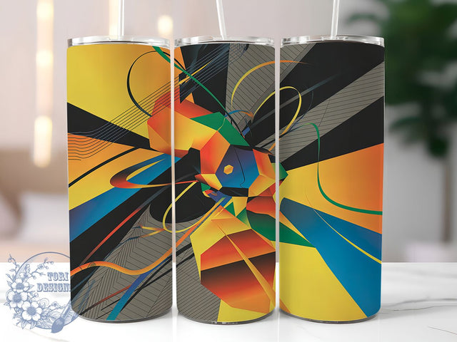 Abstract Geometric Modern Tumbler, Modern Shapes Theme, Seamless Artistic Wrap, Bold Colorful Design, Contemporary Chic Style, Vibrant Geometry Motif, Trendy Minimalist Print, 20Oz Tumbler, Sublimation Sublimation ToriDesigns 