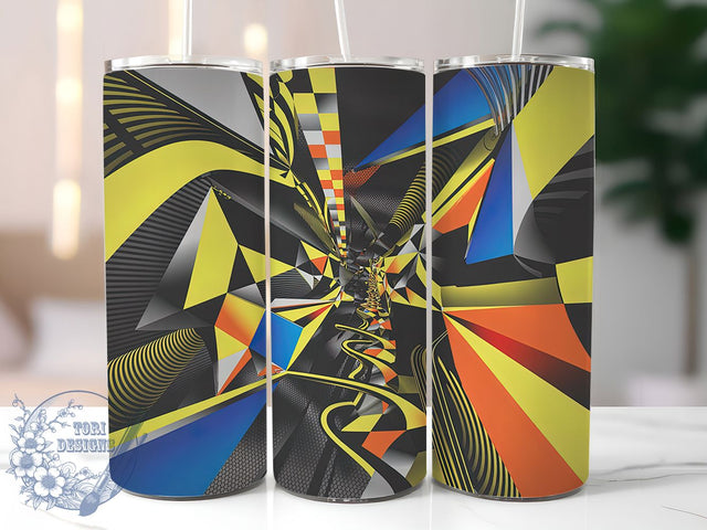 Abstract Geometric Modern Tumbler, Modern Shapes Theme, Seamless Artistic Wrap, Bold Colorful Design, Contemporary Chic Style, Vibrant Geometry Motif, Trendy Minimalist Print, 20Oz Tumbler, Sublimation Sublimation ToriDesigns 