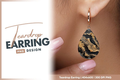 Abstract gold teardrop earring png ink painting Sublimation Regulrcrative 