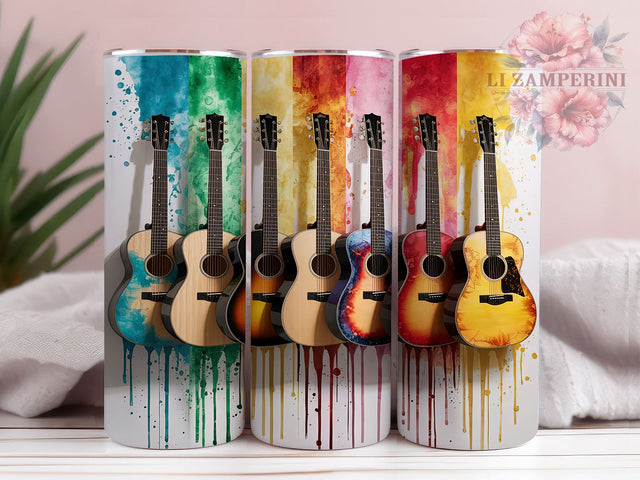 Abstract Guitar 20oz Tumbler Wrap PNG, Guitar Tumbler Png, Straight & Tapered Tumbler Wrap, Instant Digital Download Sublimation Li Zamperini 