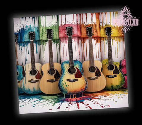 Abstract Guitar 20oz Tumbler Wrap, Straight Tapered Tumbler Wrap, Guitar Tumbler Png, Instant Digital Download Sublimation SvggirlplusArt 