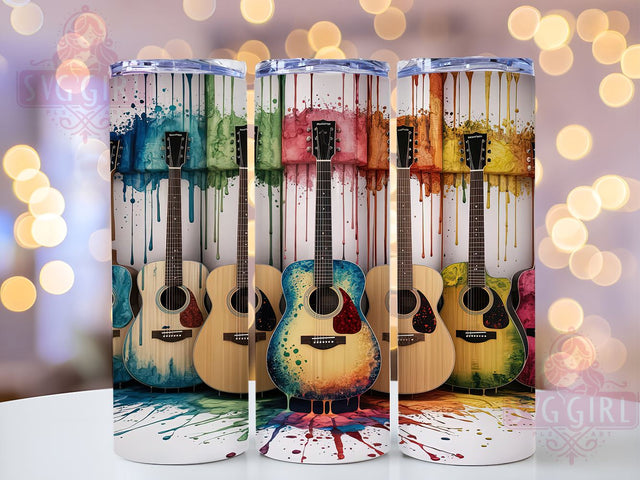 Abstract Guitar 20oz Tumbler Wrap, Straight Tapered Tumbler Wrap, Guitar Tumbler Png, Instant Digital Download Sublimation SvggirlplusArt 