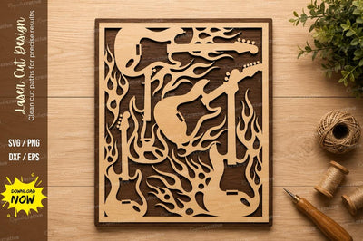 Abstract Guitar Wall Art Laser Cut SVG Design SVG Regulrcrative 
