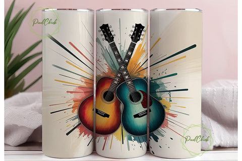 Abstract Guitars 20oz Tumbler Wrap Sublimation PixelChick 