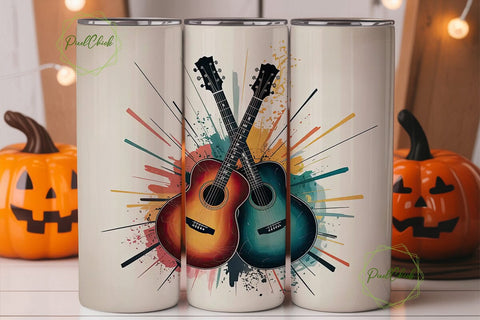 Abstract Guitars 20oz Tumbler Wrap Sublimation PixelChick 