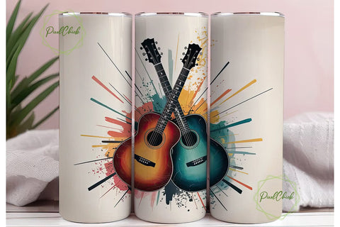 Abstract Guitars 20oz Tumbler Wrap Sublimation PixelChick 