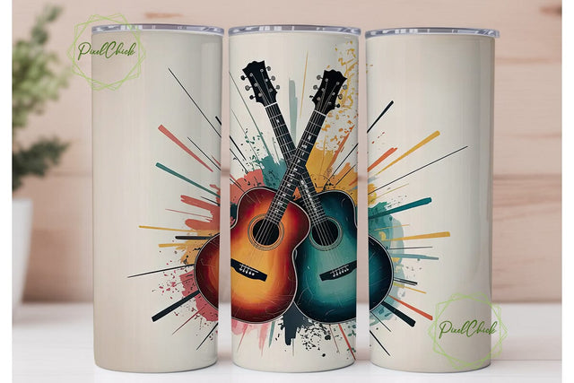 Abstract Guitars 20oz Tumbler Wrap Sublimation PixelChick 