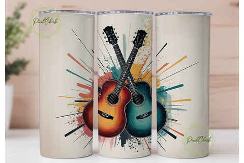 Abstract Guitars 20oz Tumbler Wrap Sublimation PixelChick 