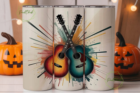 Abstract Guitars 20oz Tumbler Wrap Sublimation PixelChick 