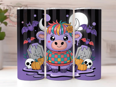 Abstract Halloween Highland Cow Tumbler, Highland Cow Mug, Abstract Cow Art, 20Oz Tumbler Wrap, Sublimation Design, Fall Drinkware, Western Cow Print Sublimation Lara' s Designs 