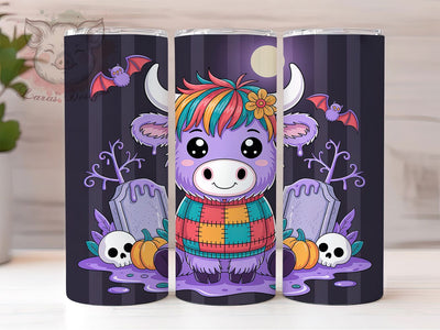 Abstract Halloween Highland Cow Tumbler, Highland Cow Mug, Abstract Cow Art, 20Oz Tumbler Wrap, Sublimation Design, Fall Drinkware, Western Cow Print Sublimation Lara' s Designs 