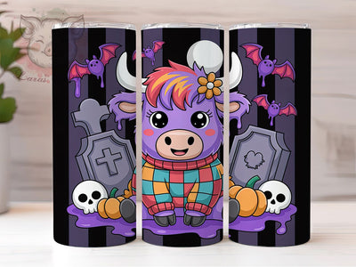 Abstract Halloween Highland Cow Tumbler, Highland Cow Mug, Abstract Cow Art, 20Oz Tumbler Wrap, Sublimation Design, Fall Drinkware, Western Cow Print Sublimation Lara' s Designs 