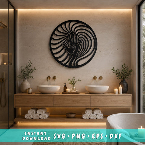 Abstract Hand Laser SVG | Human Hand Spiral Metal Wall Decor DXF | Modern Minimalist Cnc Plasma Cut File | Laser Cut Svg | CNC Router Files SVG HappyDesignStudio 