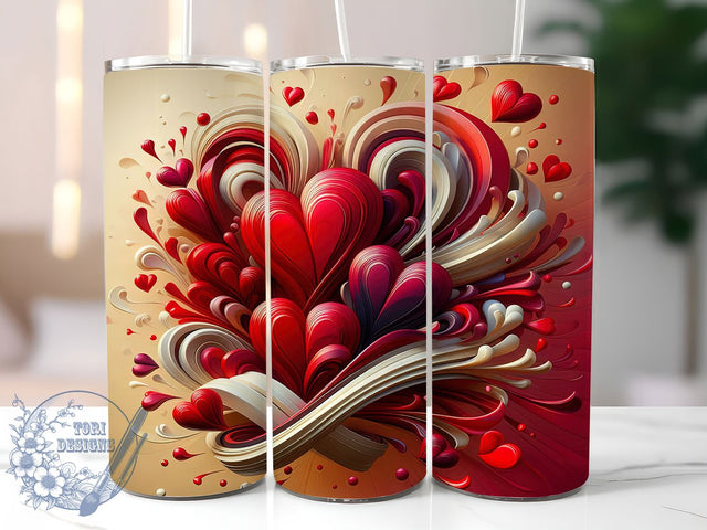 Abstract Heart Valentine Tumbler, Abstract Heart, Romantic Theme, Modern Love, Artistic Design, 20Oz Tumbler, Sublimation Wrap Sublimation ToriDesigns 