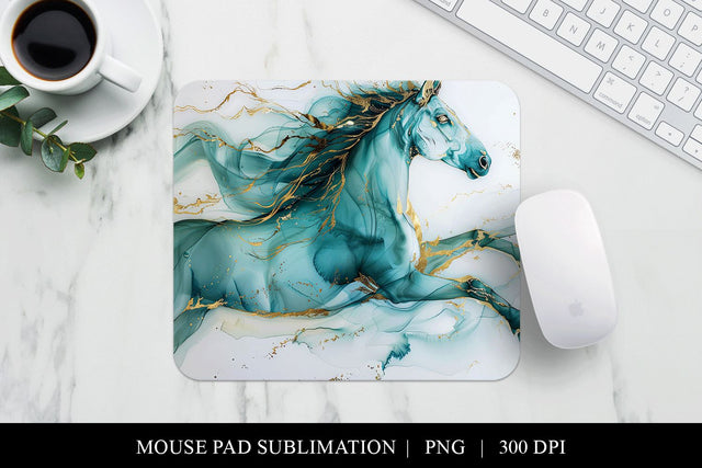 Abstract Horse Mouse Pad Sublimation | Elegant Turquoise PNG Sublimation BijouBay 