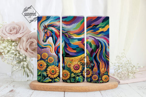 Abstract Horse Sunflowers 20oz Tumbler Sublimation sassyprint 