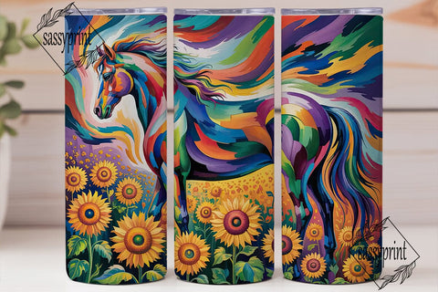 Abstract Horse Sunflowers 20oz Tumbler Sublimation sassyprint 