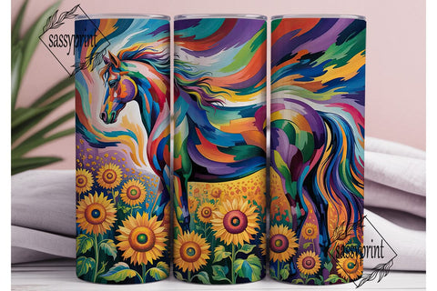 Abstract Horse Sunflowers 20oz Tumbler Sublimation sassyprint 