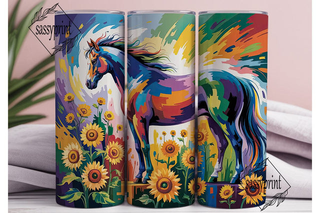 Abstract Horse Sunflowers 20oz Tumbler Sublimation sassyprint 