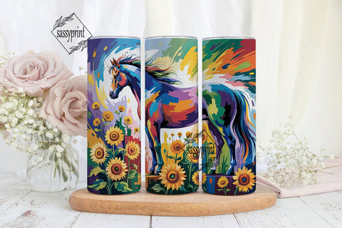 Abstract Horse Sunflowers 20oz Tumbler Sublimation sassyprint 