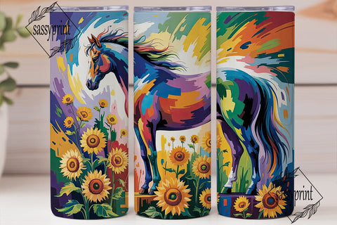 Abstract Horse Sunflowers 20oz Tumbler Sublimation sassyprint 