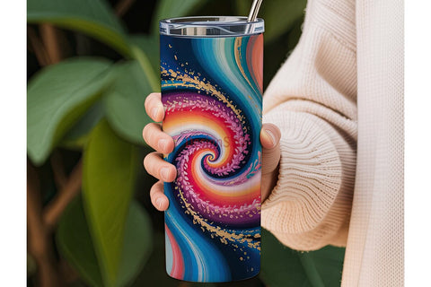 Abstract Ink Swirls 20oz Tumbler Wrap Sublimation DesignSVG 