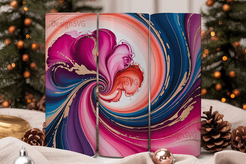 Abstract Ink Swirls 20oz Tumbler Wrap Sublimation DesignSVG 
