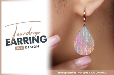 Abstract iridescent teardrop earring png background Sublimation Regulrcrative 