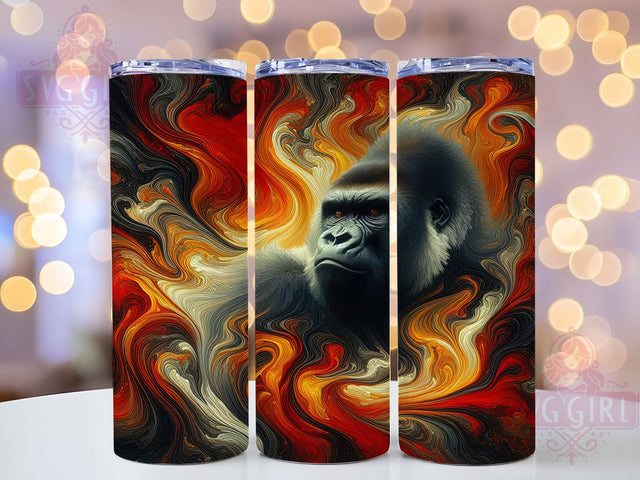 Abstract Jungle Gorilla Tumbler, Wild Animal, Jungle Theme, Abstract Design, Animal Lover, 20Oz Tumbler, Sublimation Wrap Sublimation SvggirlplusArt 