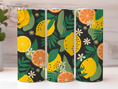 Abstract Lemon 20oz Tumbler, Citrus Seamless Pattern, Sublimation Tumbler Wrap, 20oz Tumbler, Summer Fruit Theme, Fresh Citrus Gift, Modern Artistic Style Sublimation Lara' s Designs 