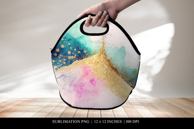 Abstract Lunch Bag Sublimation Design, Pastel Lunch Tote PNG Sublimation BijouBay 