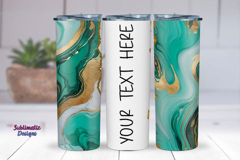Abstract Marble Mint Green Gold Tumbler Wrap Sublimation Sublimatiz Designs 