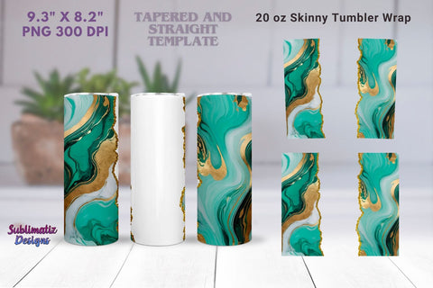 Abstract Marble Mint Green Gold Tumbler Wrap Sublimation Sublimatiz Designs 
