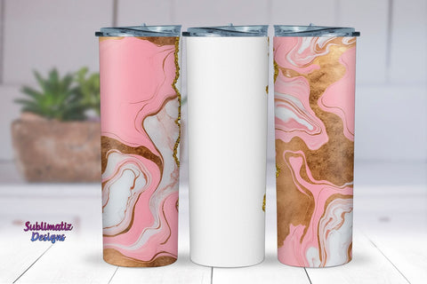 Abstract Marble Pink Gold Tumbler Wrap Sublimation Sublimatiz Designs 