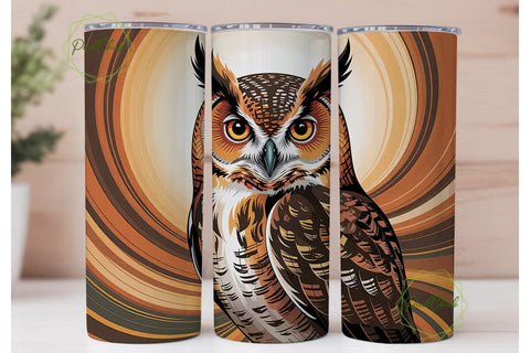 Abstract Marbled Owl 20oz Tumbler Wrap Sublimation PixelChick 