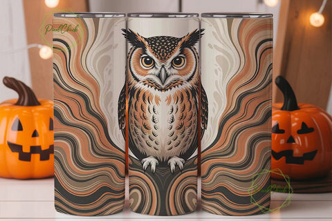 Abstract Marbled Owl 20oz Tumbler Wrap Sublimation PixelChick 