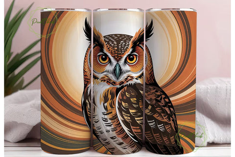 Abstract Marbled Owl 20oz Tumbler Wrap Sublimation PixelChick 
