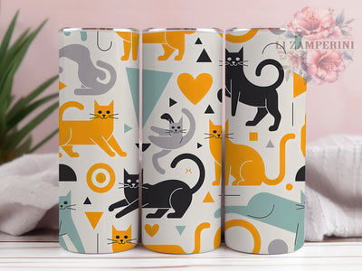 Abstract Modern Cat Tumbler, Cat Pattern, Cat Lover, Modern Art, Whimsical Design, 20Oz Tumbler, Sublimation Wrap Sublimation Li Zamperini 