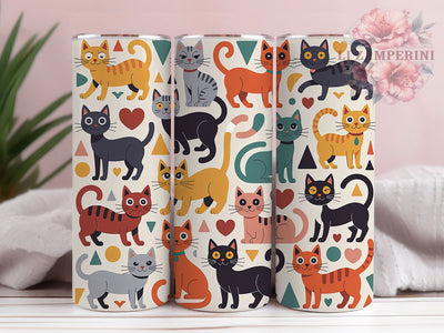 Abstract Modern Cat Tumbler, Cat Pattern, Cat Lover, Modern Art, Whimsical Design, 20Oz Tumbler, Sublimation Wrap Sublimation Li Zamperini 