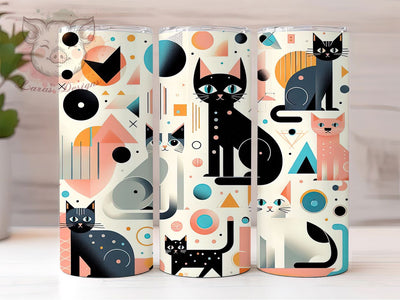 Abstract Modern Cat Tumbler, Pattern Cat Tumbler, Artistic 20oz Wrap, Sublimation Design, Stylish Gift Idea, Fun Cat Wrap, Modern Cat Tumbler Sublimation Lara' s Designs 