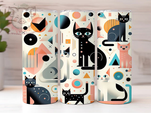 Abstract Modern Cat Tumbler, Pattern Cat Tumbler, Artistic 20oz Wrap, Sublimation Design, Stylish Gift Idea, Fun Cat Wrap, Modern Cat Tumbler Sublimation Lara' s Designs 