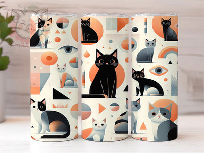 Abstract Modern Cat Tumbler, Pattern Cat Tumbler, Artistic 20oz Wrap, Sublimation Design, Stylish Gift Idea, Fun Cat Wrap, Modern Cat Tumbler Sublimation Lara' s Designs 