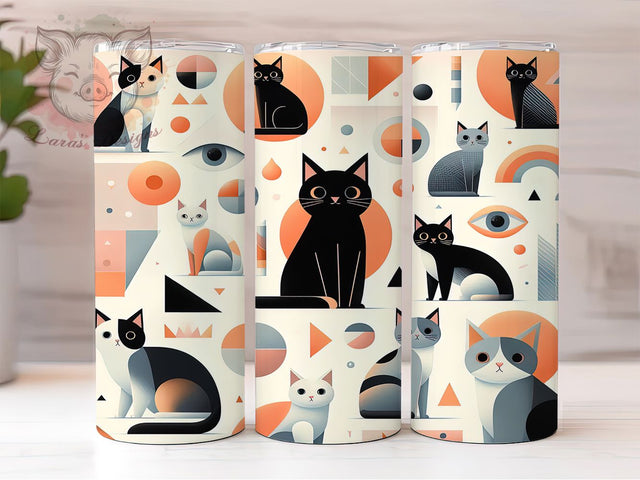 Abstract Modern Cat Tumbler, Pattern Cat Tumbler, Artistic 20oz Wrap, Sublimation Design, Stylish Gift Idea, Fun Cat Wrap, Modern Cat Tumbler Sublimation Lara' s Designs 