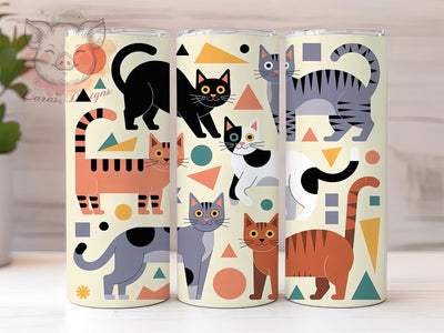 Abstract Modern Cat Tumbler, Pattern Cat Tumbler, Artistic 20oz Wrap, Sublimation Design, Stylish Gift Idea, Fun Cat Wrap, Modern Cat Tumbler Sublimation Lara' s Designs 