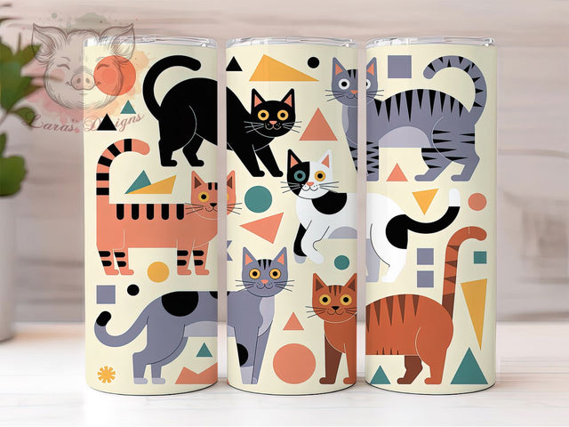 Abstract Modern Cat Tumbler, Pattern Cat Tumbler, Artistic 20oz Wrap, Sublimation Design, Stylish Gift Idea, Fun Cat Wrap, Modern Cat Tumbler Sublimation Lara' s Designs 