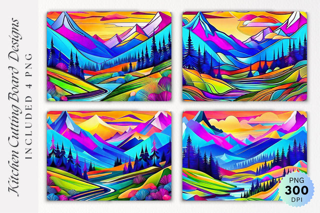 Abstract Mountains cutting board PNG Design Sublimation Regulrcrative 