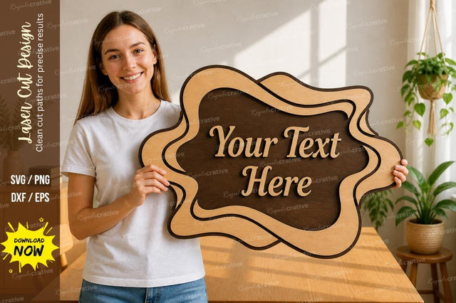 Abstract Name Frame laser Cut svg Cutting file SVG Regulrcrative 