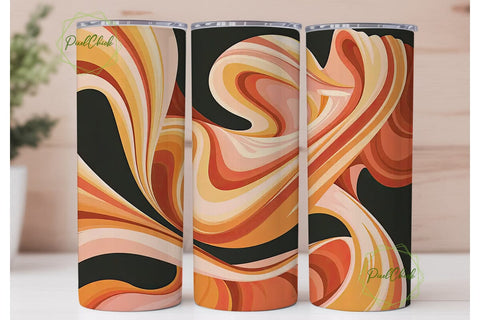 Abstract Orange Swirl 20oz Tumbler Wrap Sublimation PixelChick 