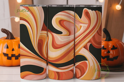 Abstract Orange Swirl 20oz Tumbler Wrap Sublimation PixelChick 