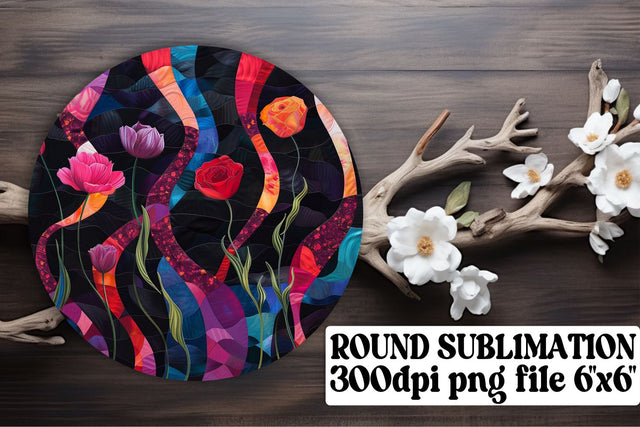 Abstract Ornaments Car Coaster Blossom Keychain PNG Sublimation afrosvg 